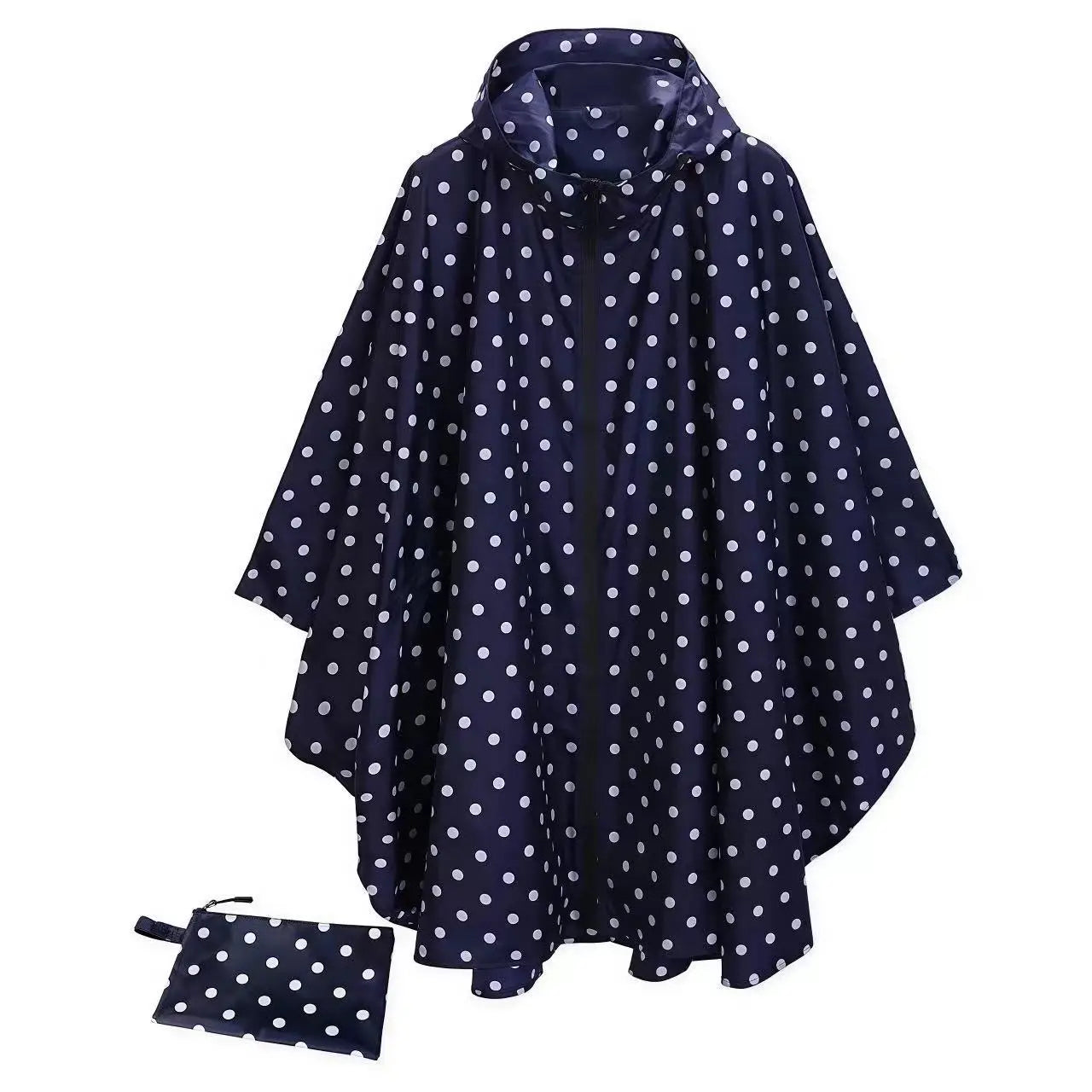 Lightweight Unisex Hooded Rain Poncho with Zipper & Pocket Polyester Raincoat for Hiking for Men/Women