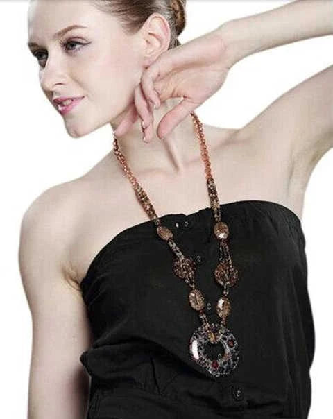 Wholesale Vintage Ethnic Pendant & Necklace Resin Crystal Long Handmade Mala Bead Bohemian for Women Anniversary
