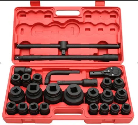 26pcs Industrial Socket Wrench 3/4'' Impact Socket Set Auto Repair Tools Hand Tools Case OEM