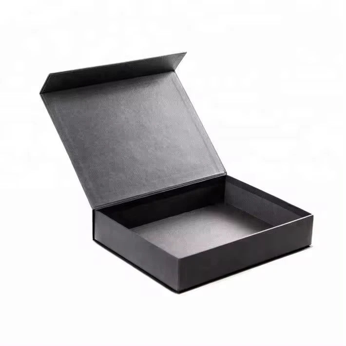 Custom Designed Matte Black Magnetic Folding Closure Gift Box Flip Packaging Box for Shoes Underwear Garments
