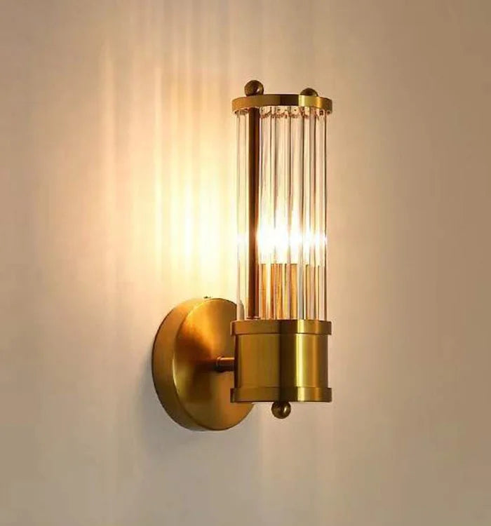 E14 Bulb Nordic Style Wall Lamp Iron Crystal Glass Lampshade Gold Sconces Wall Lamp for Bedromm MegaBDM