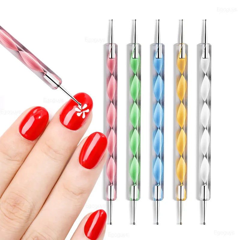 Factory Fast Delivery Double Head 5pcs Nail Dotting Pen Manicure Art Rhinestones Crystal Picker Tool Nail Art Dot Painting Pen