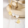 Dainty 925 Sterling Silver Gold Plating CZ Zircon Heart Charm Necklace/Earrings Set for Women