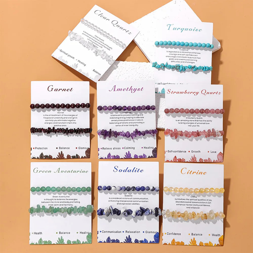 2025 Fashion Colorful Stretch Crystal Round Beaded Bracelet Irregular Natural Stone Stretch Bracelet Gift for Women Jewelry