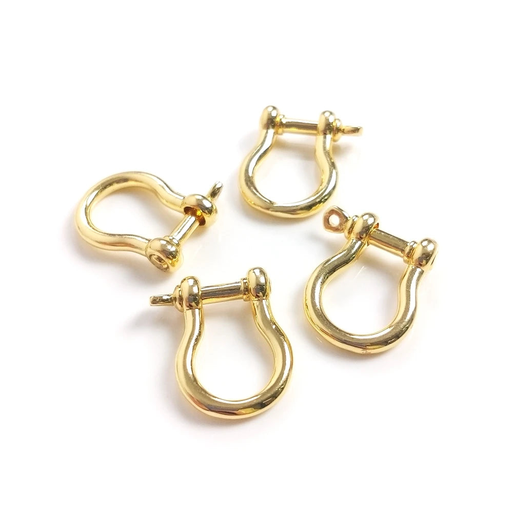 Hot Sale Classic Style Handmade Metal Shackle Carabiners Adjustable Brass Gold Plated U Shape Horseshoe Clasp for Jewelry