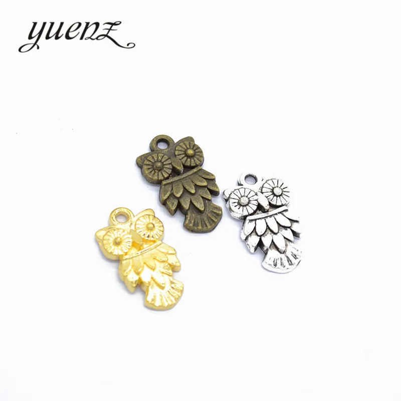 3 Colors Metal Antique Silver Color Gold Owl Charms for DIY Earrings Bracelet Necklace Jewelry Making Findings 20*12mm D165