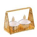 QIAN HU Turkish Gold Metal Serving Tray Square Compartment Snack Dish Lid for Dry Fruit Dried Coffee Shops Weddings Christmas