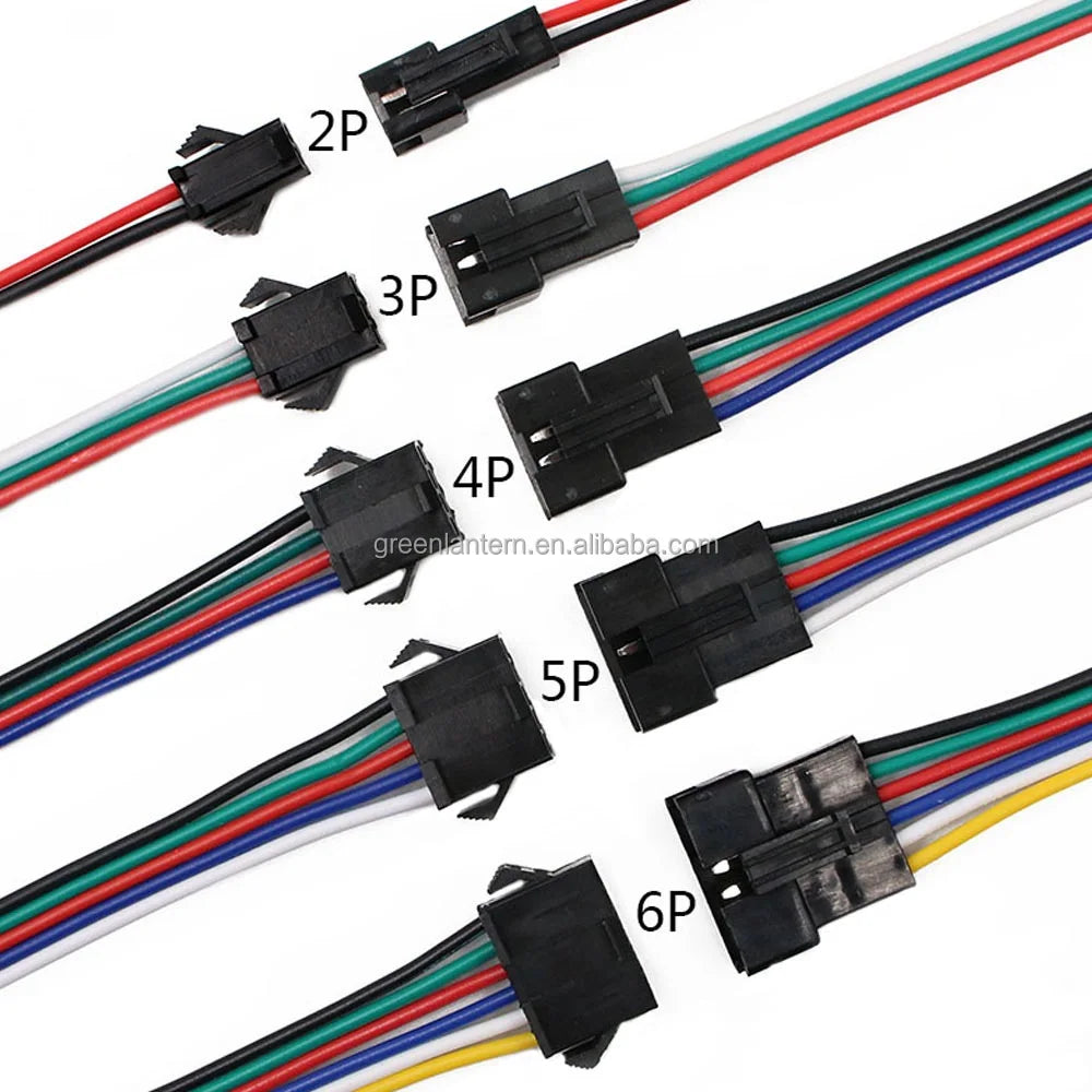 Quick Lock Connectors SM2P/3P/4P/5P/6P Male and Female Solder-free Connectors for LED Strip Neon Light Bar Downlights