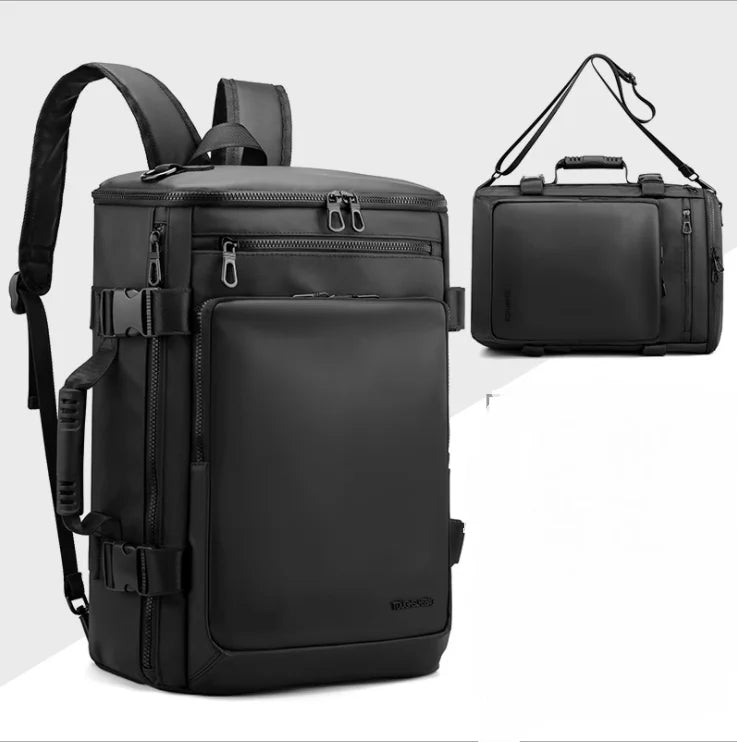 New Custom Design School Bag Waterproof Men Business Backpack and Shoulder Bag Dual Use Multifunction Latop Travel Bag