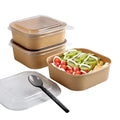 Bulk Kraft Paper Bowl 1000ml Hot Food Take Out Packaging Disposable Square Paper Bowl with Lid