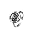Wholesale 925 Sterling Silver Ring Letter Good Luck Flat Thai Silver Hiphop Open Ring