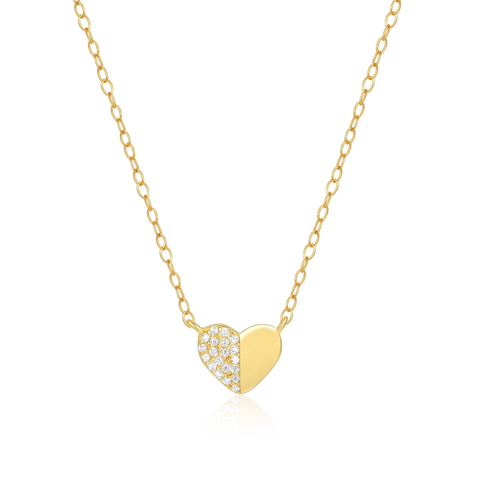Fashion Jewelry Necklace 925 Sterling Silver Heart Necklace Diamond Gold Plated Necklaces Jewelry for Women