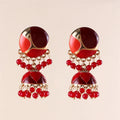 Indian Maang Tikka Earrings Set Bollywood Crystal Rhinestone Head Chain Dangle Jhumka Earrings Jewelry Set Jumka Sets