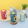 Creative Color Breakfast Cup Student Office Portable Wheat Straw Soup Cup with Spoon
