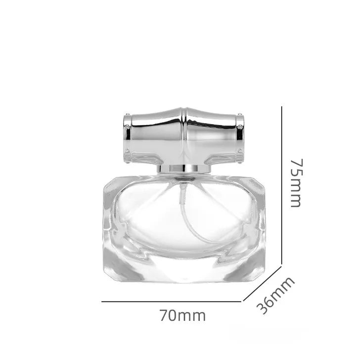 For MUB Wholesale Square Glass Perfume Bottle 30ml & 80ml Crimp Neck Decorations with Pump Sprayer Min. Order 100pcs