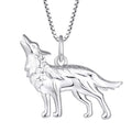 3D Design Detailed Carving Howling Wolf Sterling Silver Necklace for Men and Women