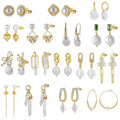 RINNTIN GPE 14K Gold Plated Pearl Dangle Stud Earrings Set Fashionable Freshwater Pearl Earrings Earrings for Women