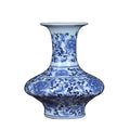 Wholesale Modern Chinese Vintage Porcelain Floor Vase Hand-Painted Blue White Flat Bottle Design Anniversary Home Decor