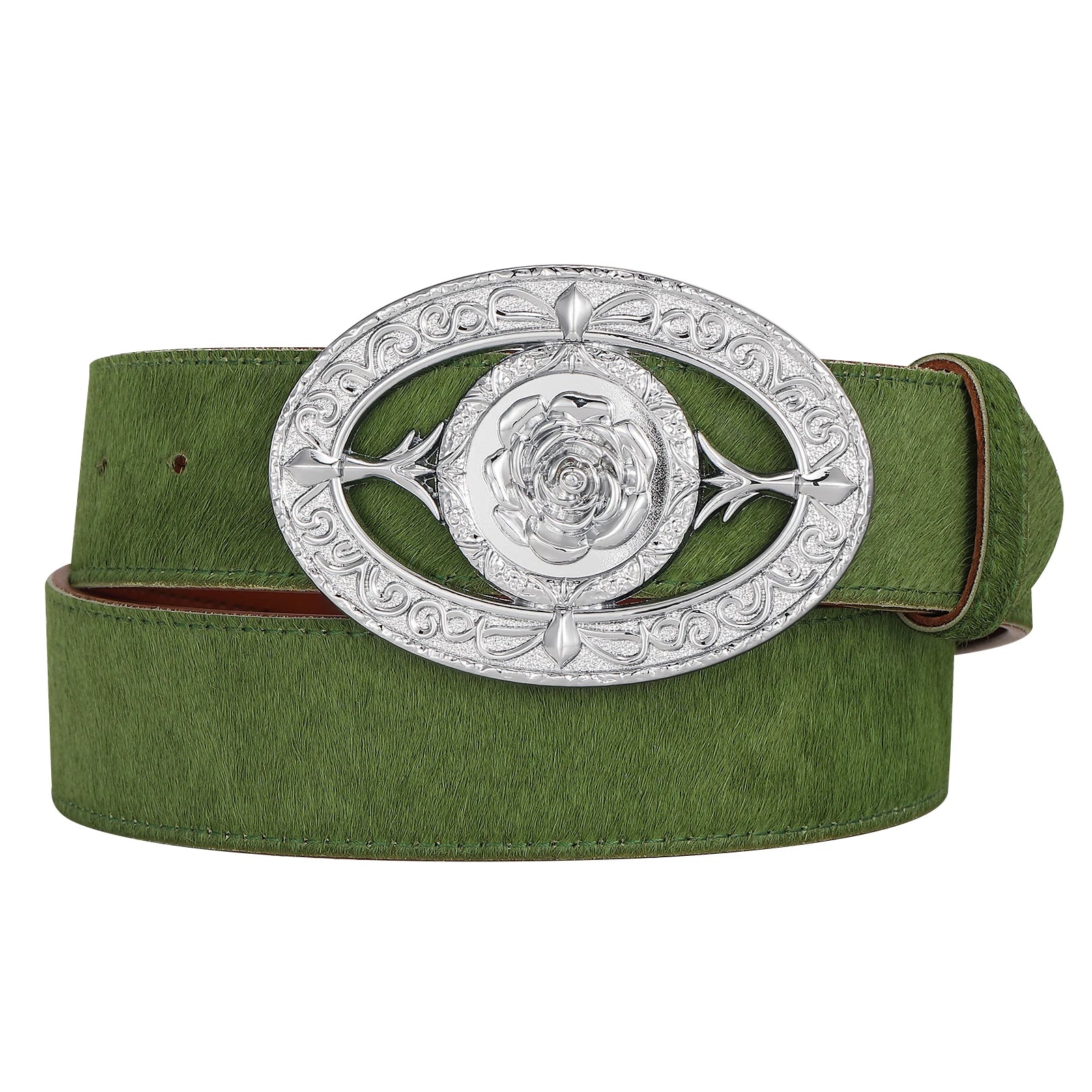 Personalized Customization Horse Hair Green Alloy Plate Buckle Top Grain Luxury Genuine Leather Designer Belts