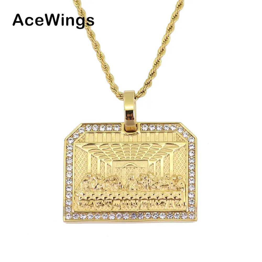 SN149 Stainless Steel Last Supper Pendant Necklace Hip Hop Jewelry