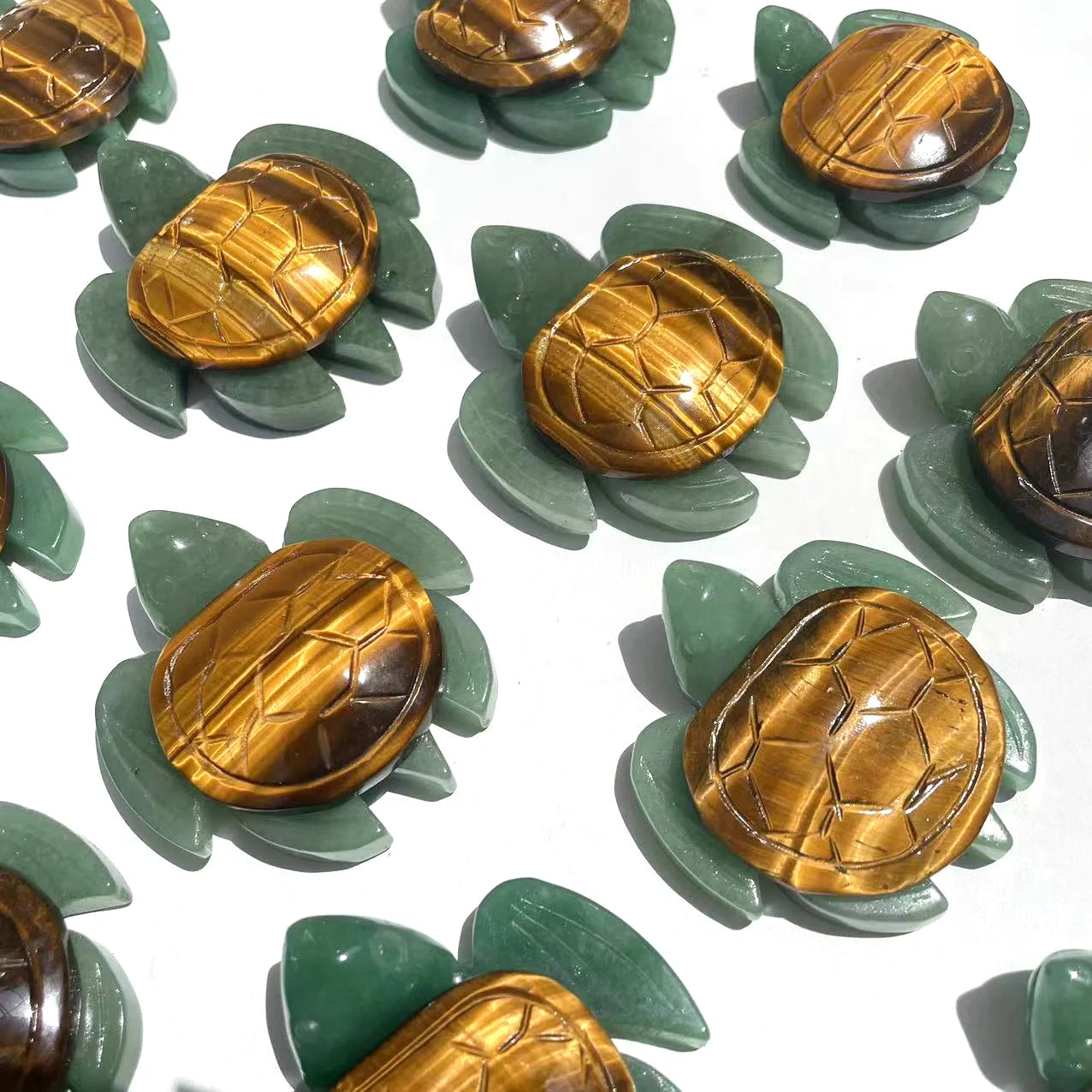 Wholesale price 55mm Crystal Crafts Crystal Carving tiger eye aventurine Sea Turtle Mini Figurine for Christmas Gift