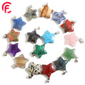 Natural Stone Crystal Stainless Steel Star Pentagram Pendant Necklace Crystal Rose Quartz Amethyst Agate Gemstone Jewelry