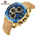 Top Brand NAVIFORCE Luxury Men Wristwatch Quartz Digital Male Clock Sport Genuine Leather Business Man Watches 9197L