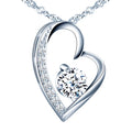 Top Selling Solid 925 Sterling Silver Jewelry Asymmetry Heart CZ Necklace