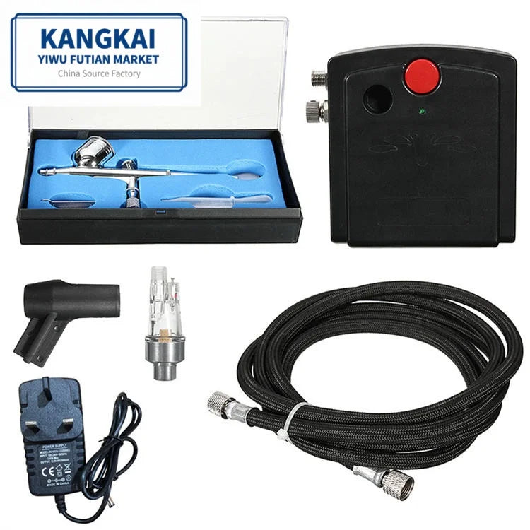 Portable Dual-Action Stainless Steel 5-Piece Rechargeable Airbrush Compressor Set for Painting Model Craft Cake Decoration