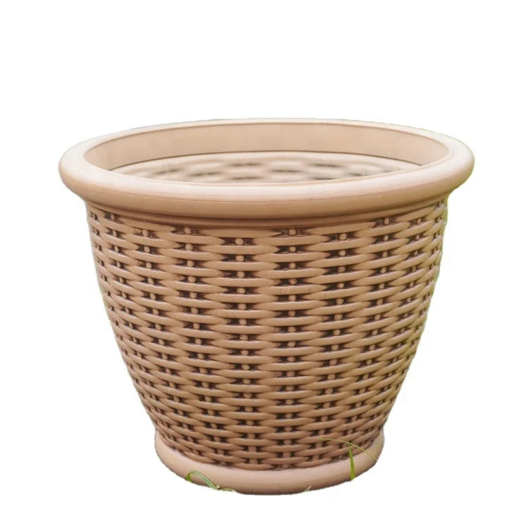 Luxury Greenhouse Giant Novelty Artificial Antique Patio Cheap Garden Plastic Planter Flower Rattan Plant Pot Biodegradable