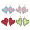 Casual Holiday Jewelry Sweet Heart Pendant Handmade Colorful Raffia Accessories Dangle Earrings for Women and Girls