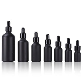 Wholesale 15ml 30ml 60ml 120ml Custom Matte Black Glossy Bottle Glass with Dropper for Skin Care Essential Oil Packaging