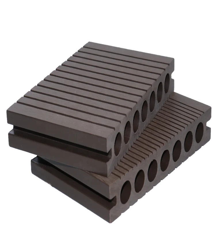Fully Recyclable Modern Brushed High Strength Waterproof Wood Plastic Composite Hollow Decking Board Anti-cracking 5 Year