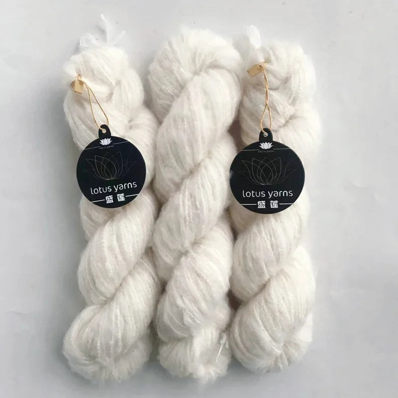 Lotus Yarns Brushed Merino 150m/50g DK/Worsted Weight Natural Color Hand Knitting Fluffy Yarn for Hand Dye Knitting Yarn
