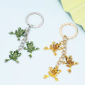 Car Accessories Green Frog Rhinestone Pendant Keychain DIY Key Rings Crystal Animal Frog Key Chains Fun Pendant