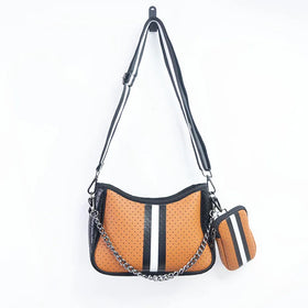 Women Hot Sale New Style Neoprene Crossbody Shoulder Purse Hand Bags Double Side Printing With Small Pouch and Chain