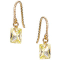 Colorful Vintage Summer Earrings with Handmade Square Crystal Zircon Inlay Gold Plated Brass Jewelry for Weddings and Parties