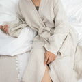 2022 New Arrival Breathable Robes Lounge Solid Custom Soft Linen Robes Kimono for Women