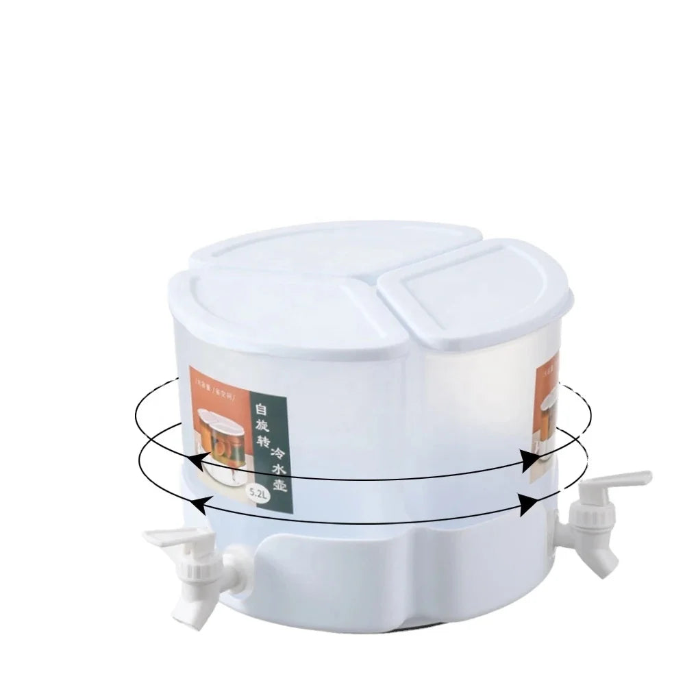 3 in 1 5.2L Beverage Drinking Dispenser Rotating Detachable Water Liquid Container Fridge Cold Kettle Fruit Juice Maker Bar Tool