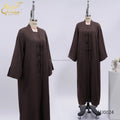 Habib 2 Piece Abaya Set Wholesale Bow Abaya Dubai Open Set Bow Kimono with Inner Dress