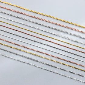 High Quality S925 Sterling Silver Chain Necklace Diy Gold Silver Box Lion Cross Thin Chain for Necklace Accessories