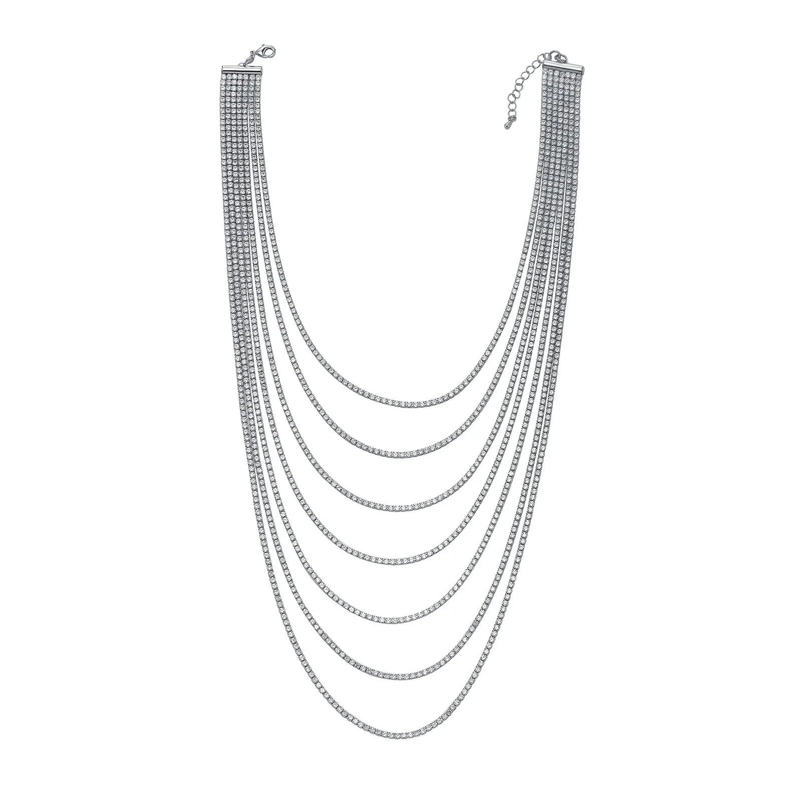 Premium Eco-Friendly 2.5mm Zirconia Multi-Layer Necklace New Sparkling Link Chain Main Brass Fashion Pendant Necklaces