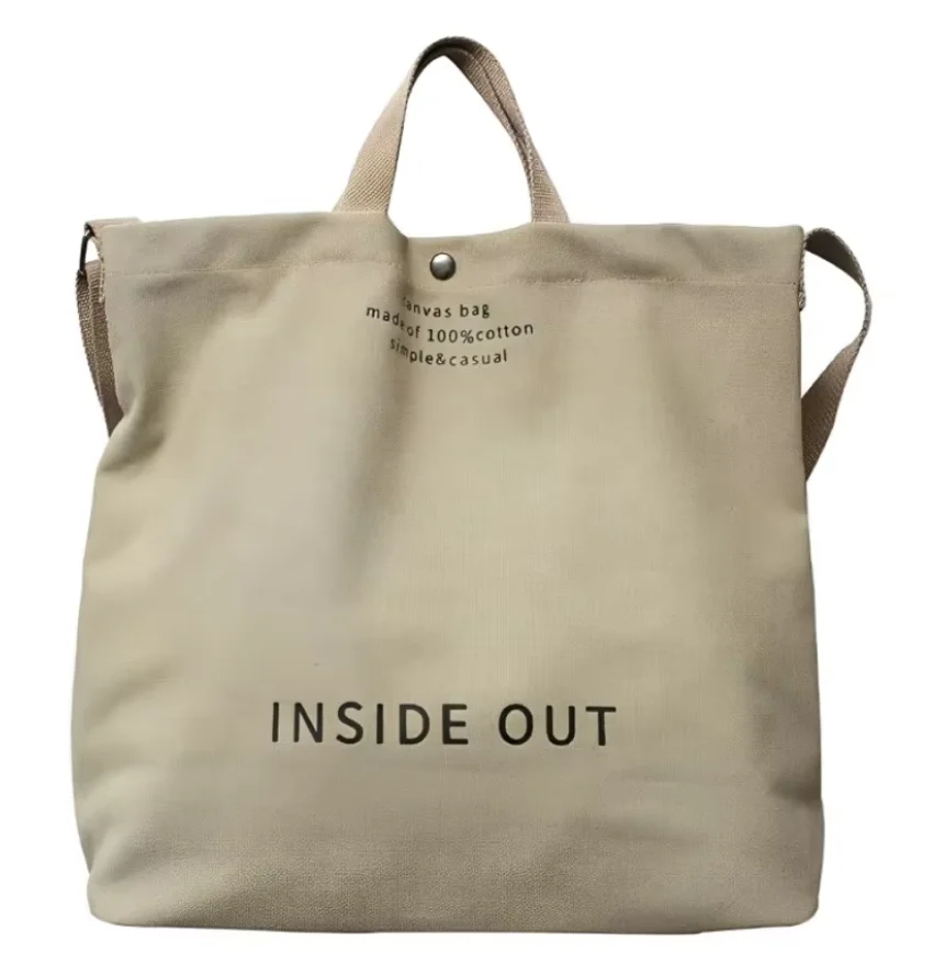 Blank Cotton Canvas Tote Bag with Buckle Print Logo Packing Shopping Plain Promotion Gift or Shopping Bag Customized Custom OEM