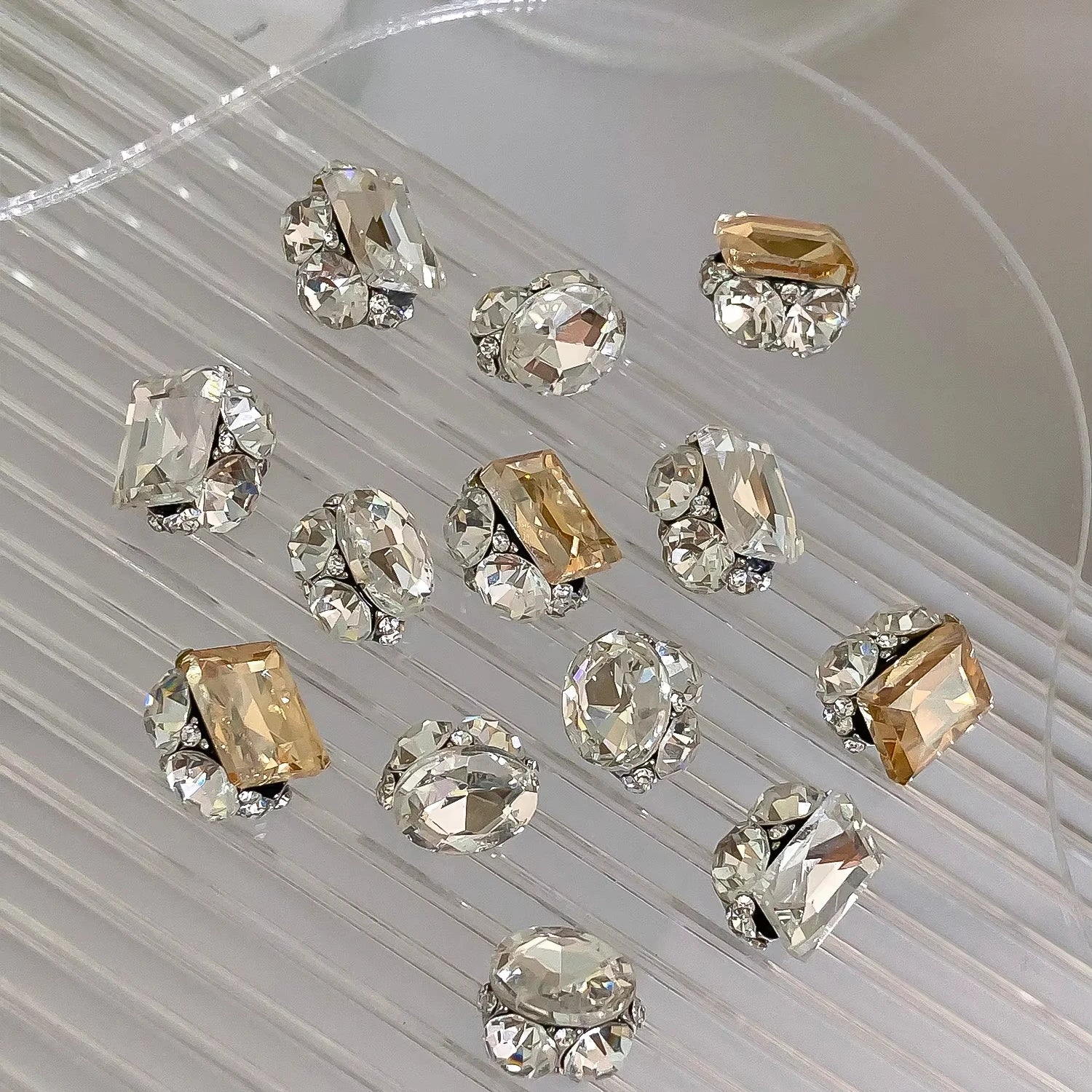 High-End 3D Stacked Diamond Nail Accessories Light Luxury Rectangular Dan Shaped Decorations New High-End Nail Decorations