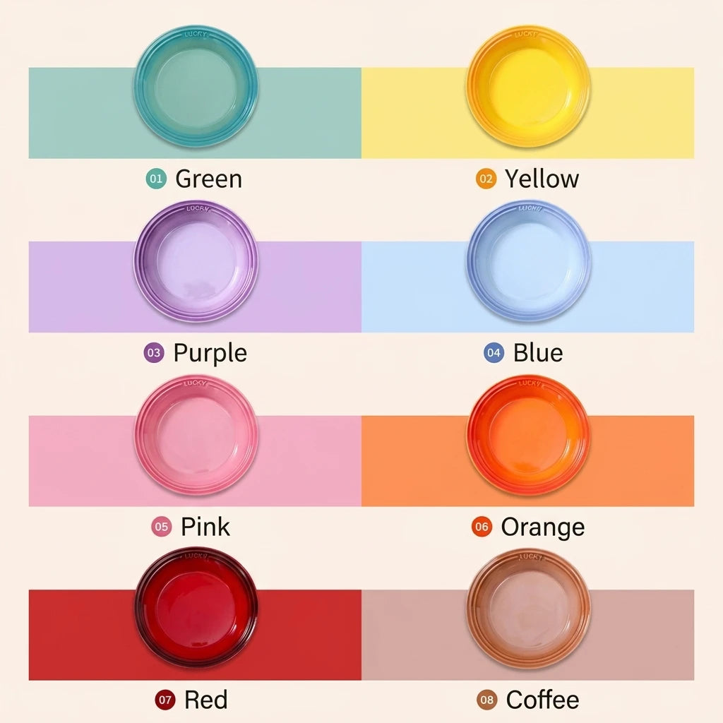 Eco-Friendly Colorful Ceramic Pet Bowl for Cats & Dogs cat Bowl Dog Feeder Bowl Flying Saucer Design Solid Pattern Dinner Plate
