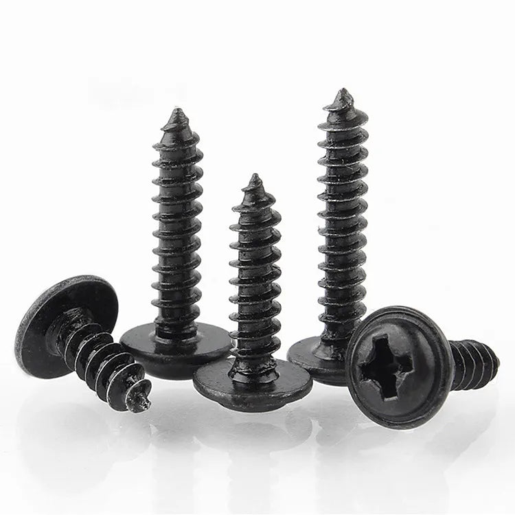 1000pcs/bag Carbon Steel M1.4 M1.5 M1.7 M2 M2.3 M2.5 M2.6 M3 M3.5 M4 M5 Self Tapping Screws Black Wood Screws