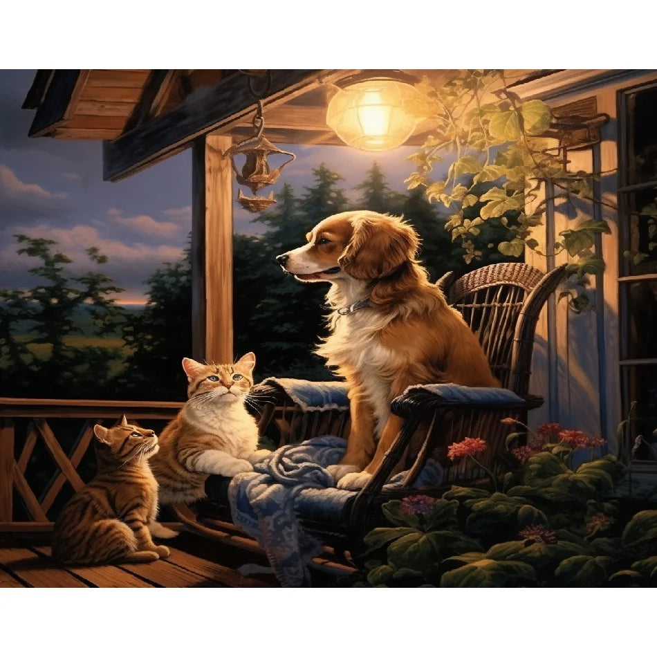 Chenistory Diamond Painting House Cross Stitch Embroidery Art Landscape Full Round Dog Cat Picture Handmade Diy Gift