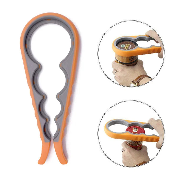 Hot Sale Eco-Friendly Easy-use Kitchen Plastic 4-in-1 Bottle Opener with Can Opener Screw Capper & Bottle Screwer
