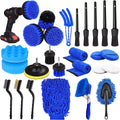 26 Pcs Car Detailing Brush Set Auto Drill Clean Brushes Buffing Sponge Pads Cleaning Tools for Interior Exterior Washing