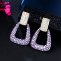 Gorgeous Luxury Full Micro Pave Cubic Zirconia Rectangle Wedding Party Purple Drop Earring Jewelry for Women Elegant Jewelry